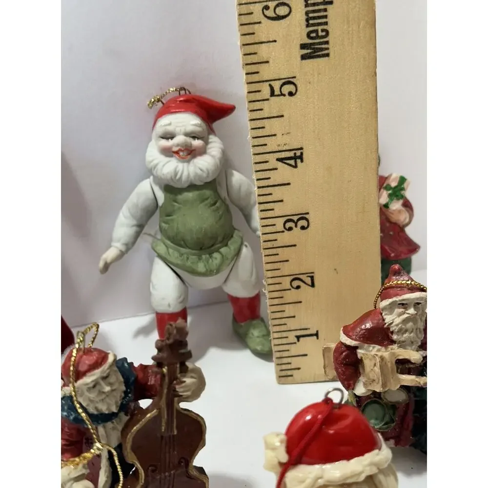 Vintage lot 6 Tree ornaments Christmas Santa Claus Couple Resin Ceramic 70’s80’s